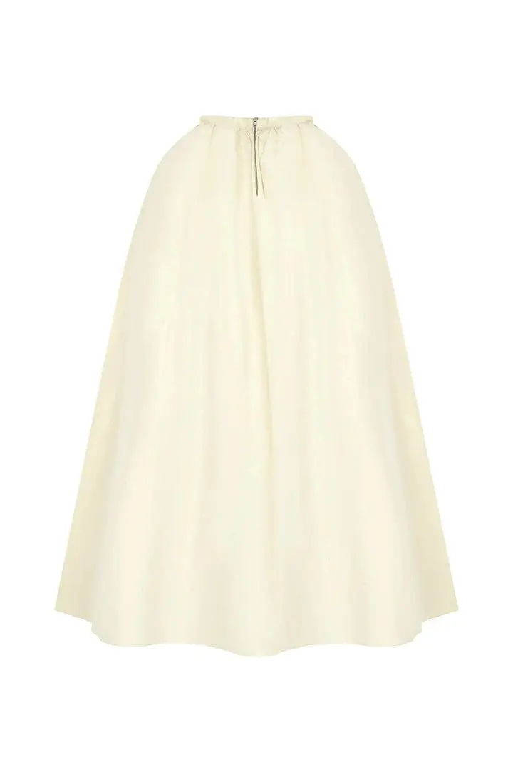 Nieuwe ivoor maxi rokken met zakken geplooide lange rok vrouwen ruches rok partij rits volledige lengte op maat gemaakt