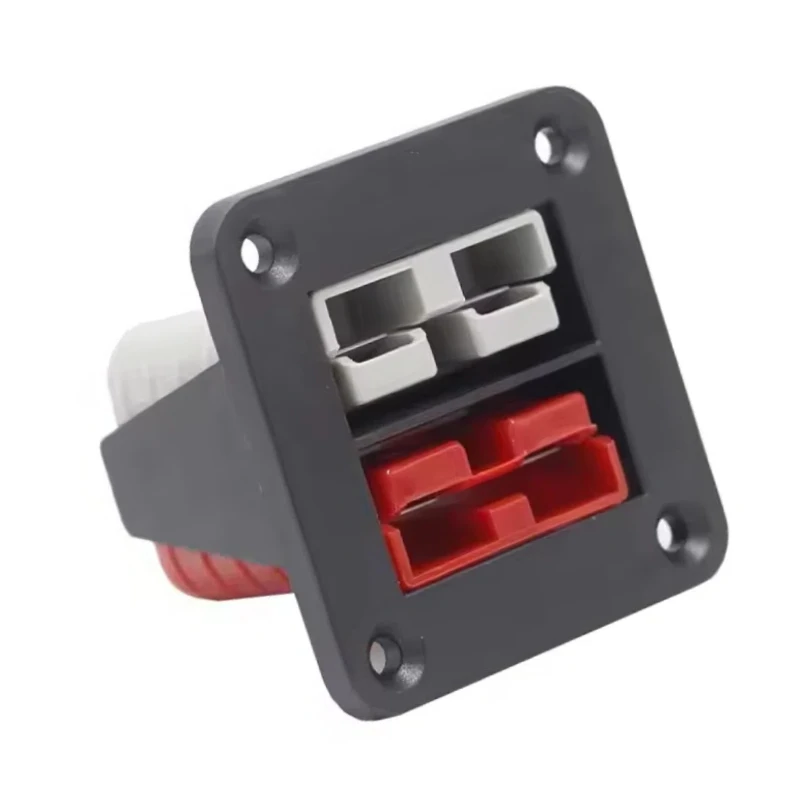 Dual Port 50A Red Grey Battery Plug Connector Cover Flush Surface Mounting Bracket Panel Socket Jack for Marine RV  Power