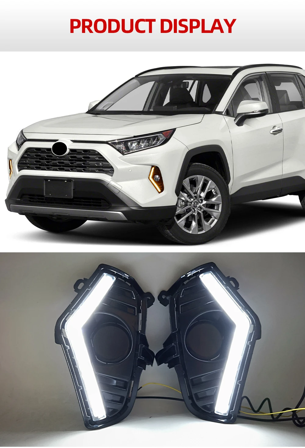 

1 комплект, 2019 ~ 2020 год, фары для TOYOTA RAV 4 RAV4, дневные фары, автомобильные аксессуары, светодиодные фары DRL rav4 rav 4, противотуманные фары