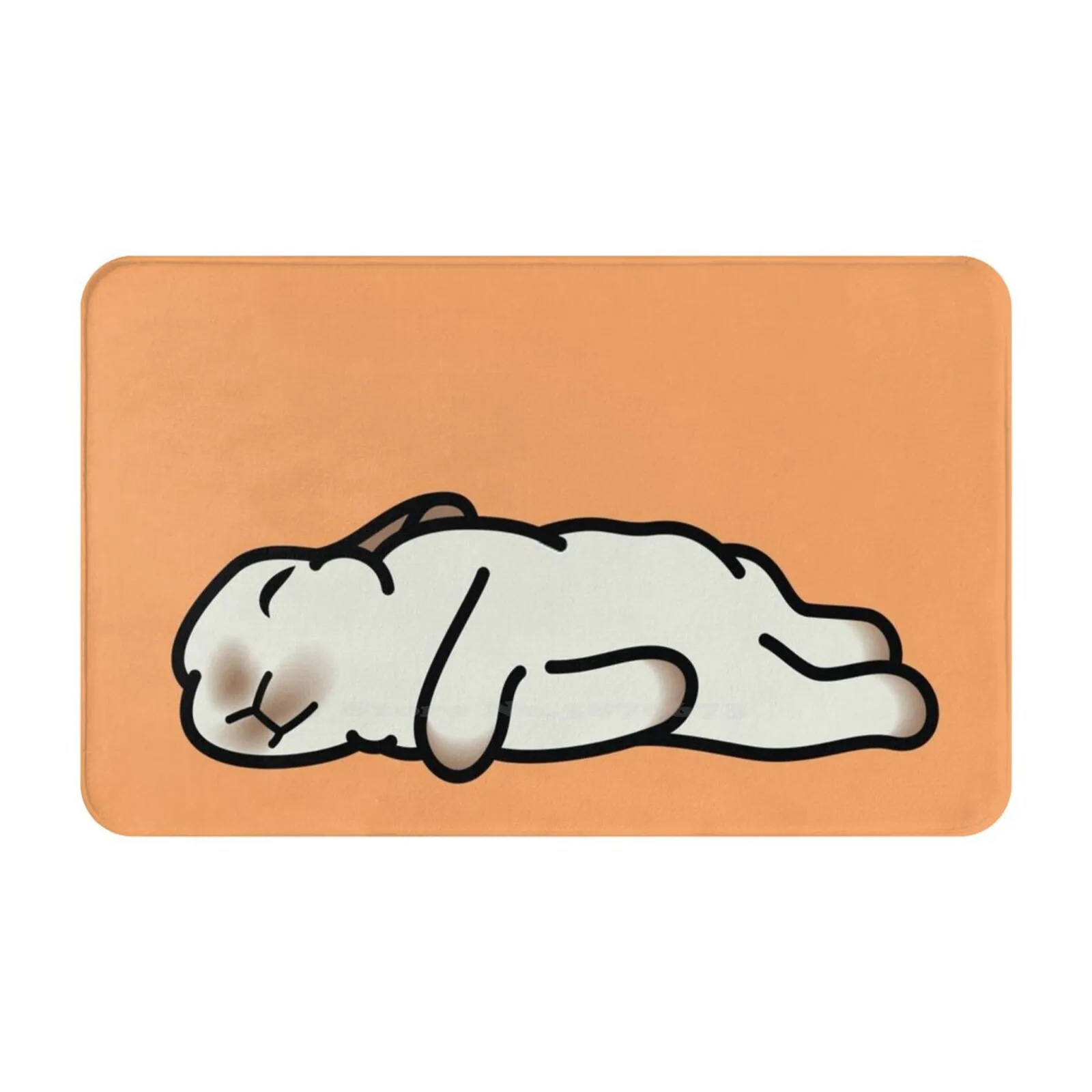 Sleeping Bunny Soft Cushion Car Home Carpet Door Mat Animal Usagi Mini Lop Cute Pets Lazy Fluffy Paw Tail Tired Sleeping White