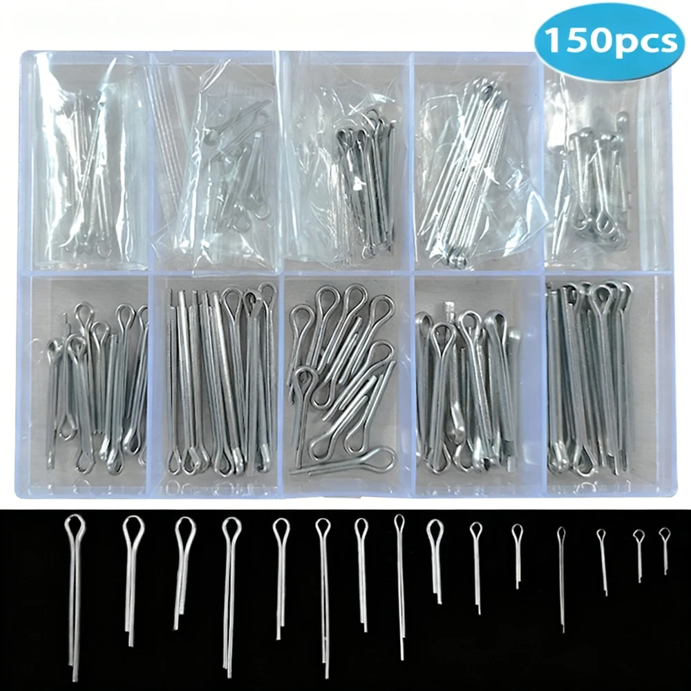 

150pcs M1 M3 Sliver Split Pins Cotter Fixings Galvanized Elastic Locking Pins Hairpin Pins Key Stainless Steel Perforated Pin