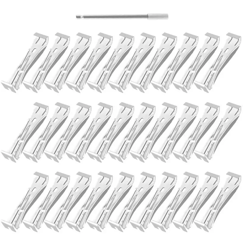 Soportes para canalones de 5 pulgadas, 30 Uds., soportes de montaje para canalones de lluvia de alta resistencia, aleación de aluminio, broca de 5,9 pulgadas, herramientas para canalones de 1/4 pulgadas