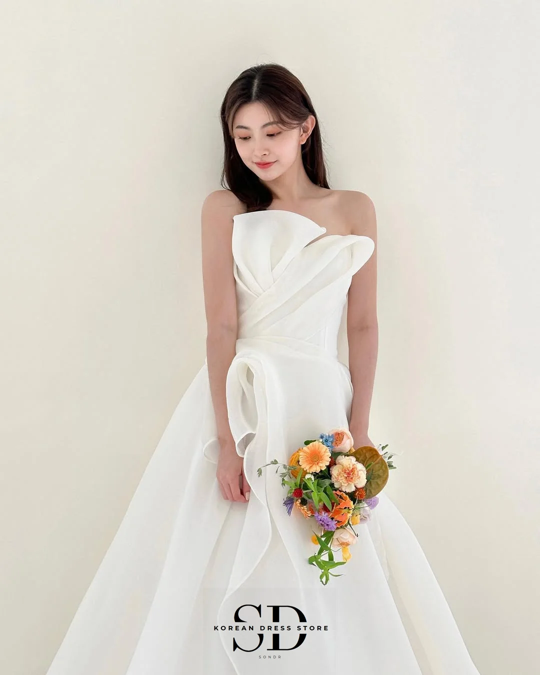 Abiti da sposa fata Sondr Abito da sposa coreano in organza di seta con corsetto Abiti da ricevimento Abiti da sposa con bottoni automatici Abito da festa