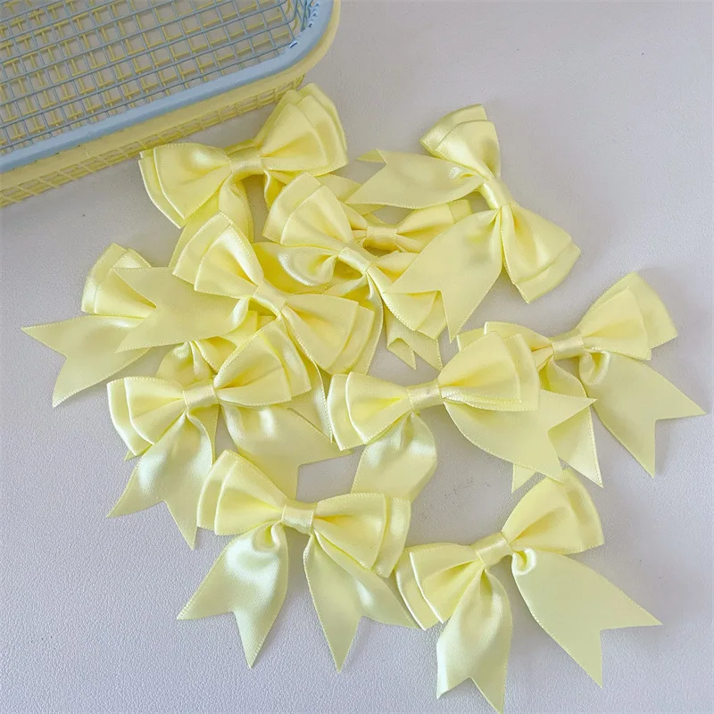 طقم من 6 قوس حرير للقوس ، أكسسوارات مصنوعة يدوياً ، لون خالص ، وردي ، زخرفة من القماش ، حقيبة ، زخرفة