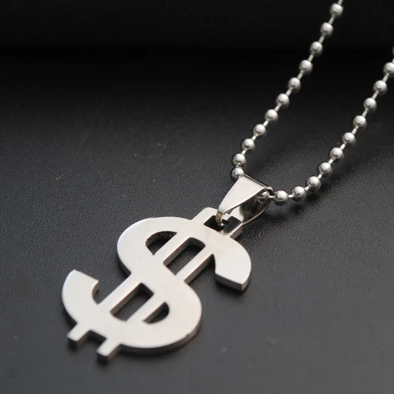 Stainless Steel Necklaces Dollar Symbol Currency Style Pendant Collar Chain Fashion  For Women Jewelry Party Girls Gift