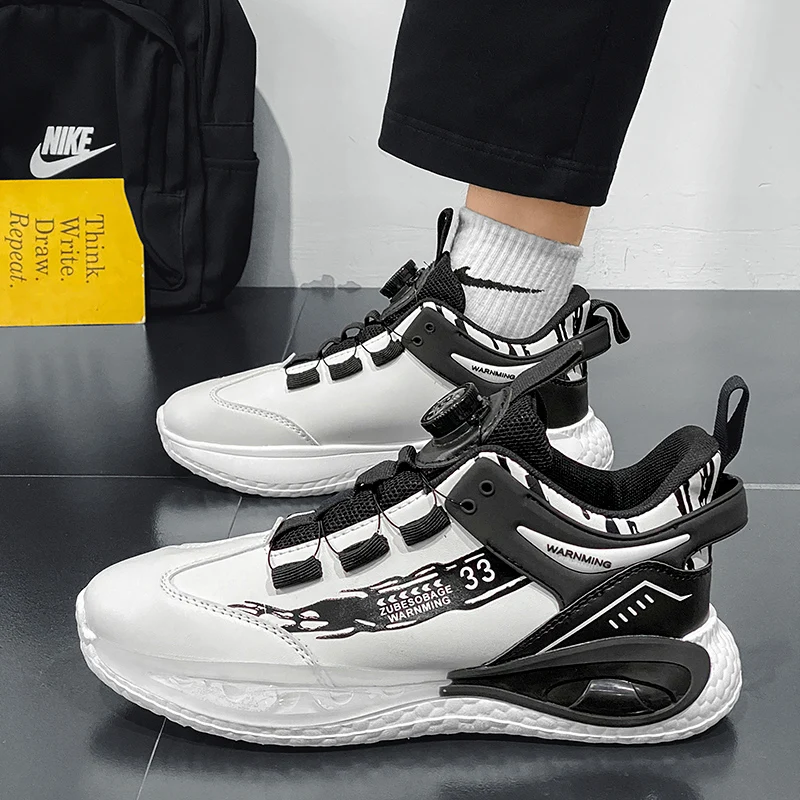 

Mens Sneakers with Rotating Buckle Comfy Non Slip Lace Up Durable Shoes for Mens Outdoor Activities Fashion Trends Versatile