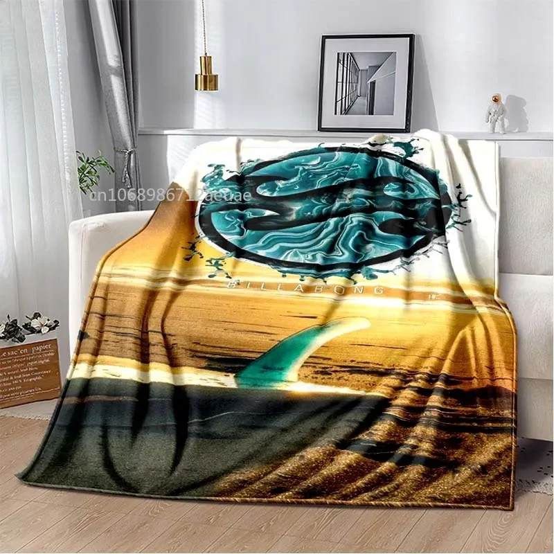 Skate B-Billabong Flannel Blanket Logo Pattern Printed Lightweight Warm Plush Bed Sofa Chair Blanket