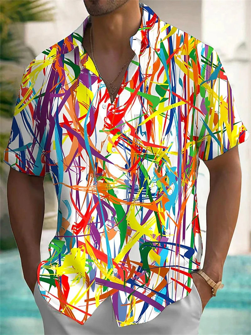 Men's Shirts Graffiti Graphic 3d Print Beach Shirt For Men Hawaiian Shirt Women Fashion Button Lapel Short Sleeve Blouse Street