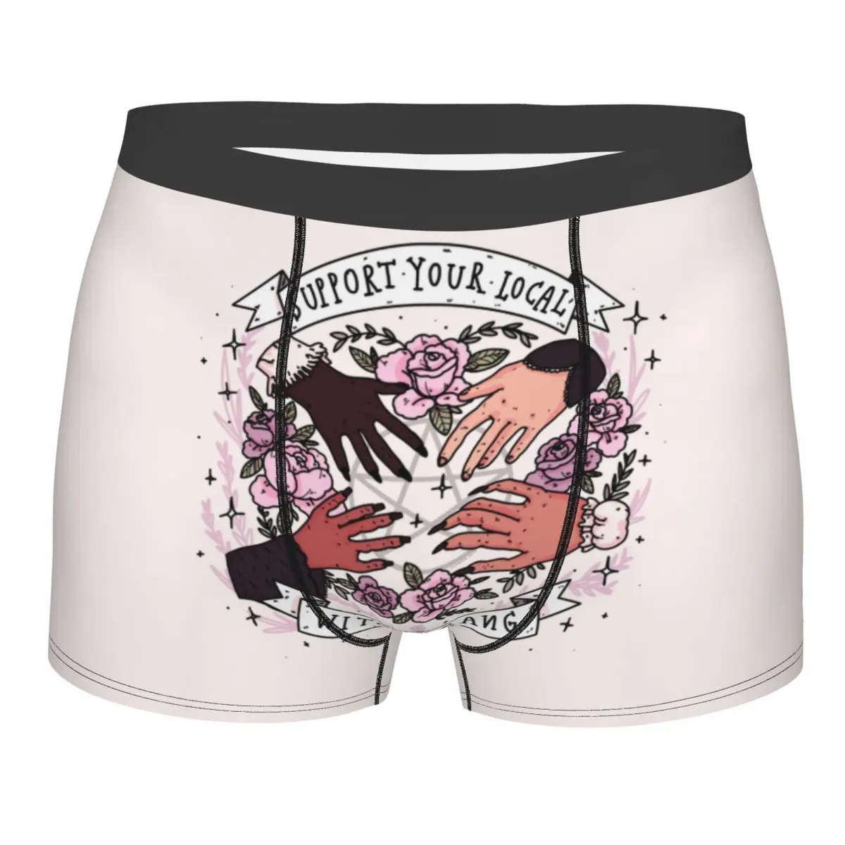 Male Fashion Support Your Local Witch Gang Underwear Halloween Witchy Boxer Briefs Breathbale Shorts Panties Underpants