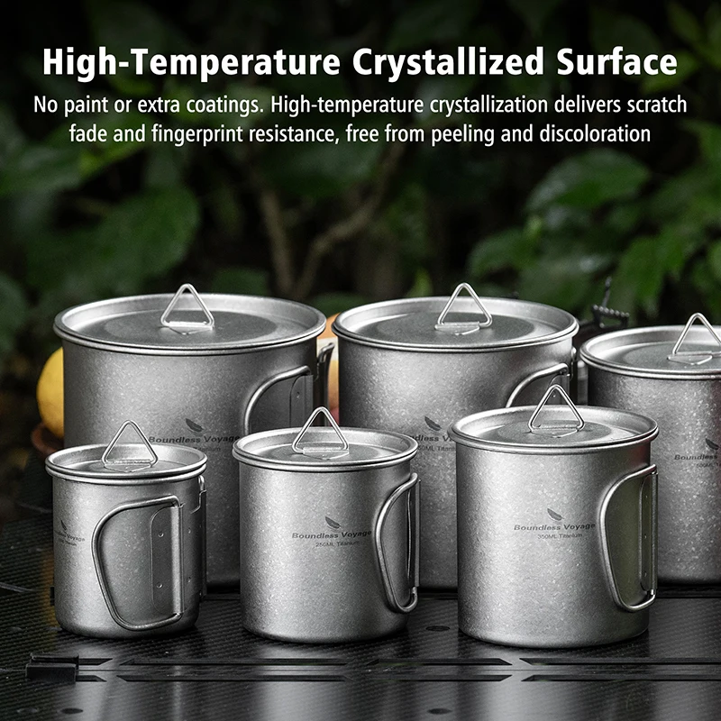Boundless Voyage Titanbecher Ultraleichter Camping-Kaffee-Bier-Tee-Becher, bei offenem Feuer erhitzbarer Topf, Outdoor-Kochgeschirr, spülmaschinenfest – Detail 10