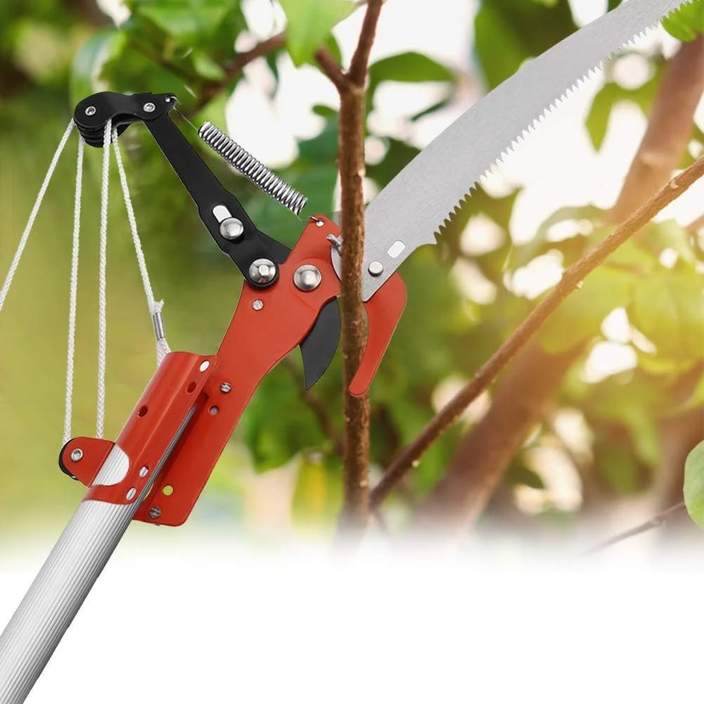 Ferramenta Multifuncional para Jardim: Tesoura de Poda com Lâmina de Aço Inoxidável e Serra Retrátil, Cabo Antiderrapante