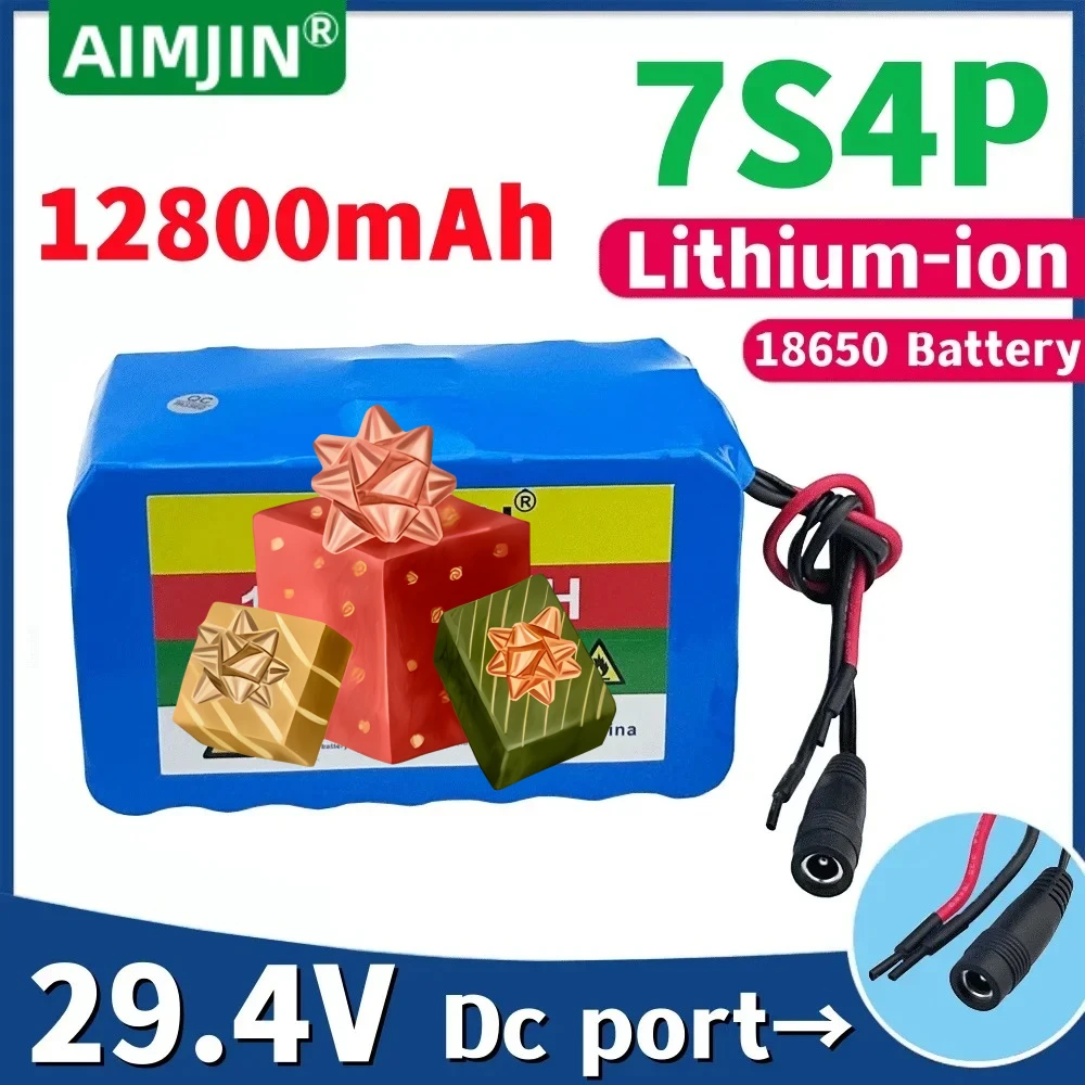 

Newly upgraded 18650 Lithium-Ion Rechargeable for 24V scooter Bicycle / with BMS 29.4V 12800mah 7S4P Battery Pack Original