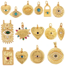 Evil Eye Charm Pendant With Turquoise Stone for Necklace,Trendy 18K Gold Plated Zircon Bracelet Jewelry Accessories Supplies M78