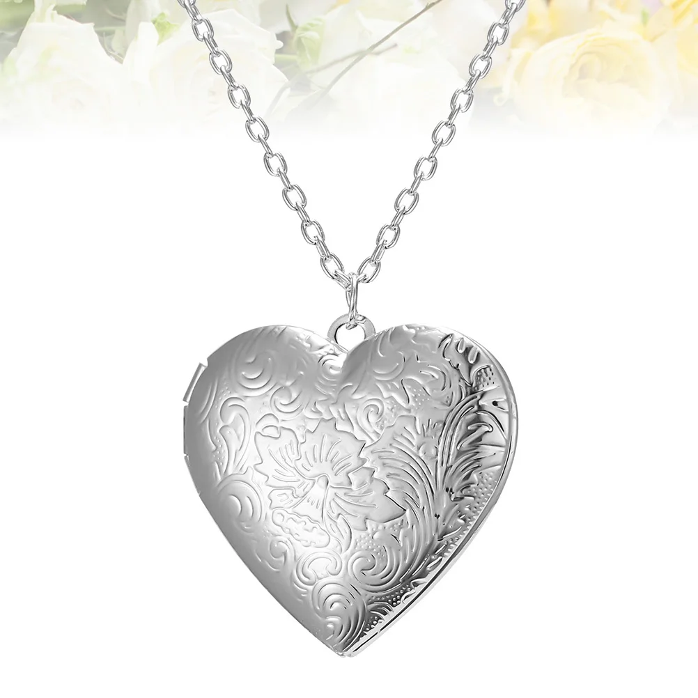 

Creative Alloy Photo Frame Necklace Heart Shape Pendant Jewelry Gift Valentine Necklace Delicate Workmanship Durable Wear