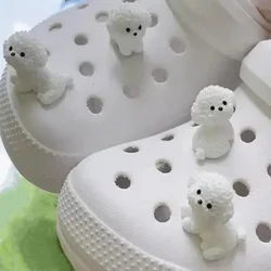 New Cute White Little Dog Hole Shoe Charms Decorations Cute Cartoon Bear Dog Shoes Buckle DIY 3D Hole Shoe Accessories