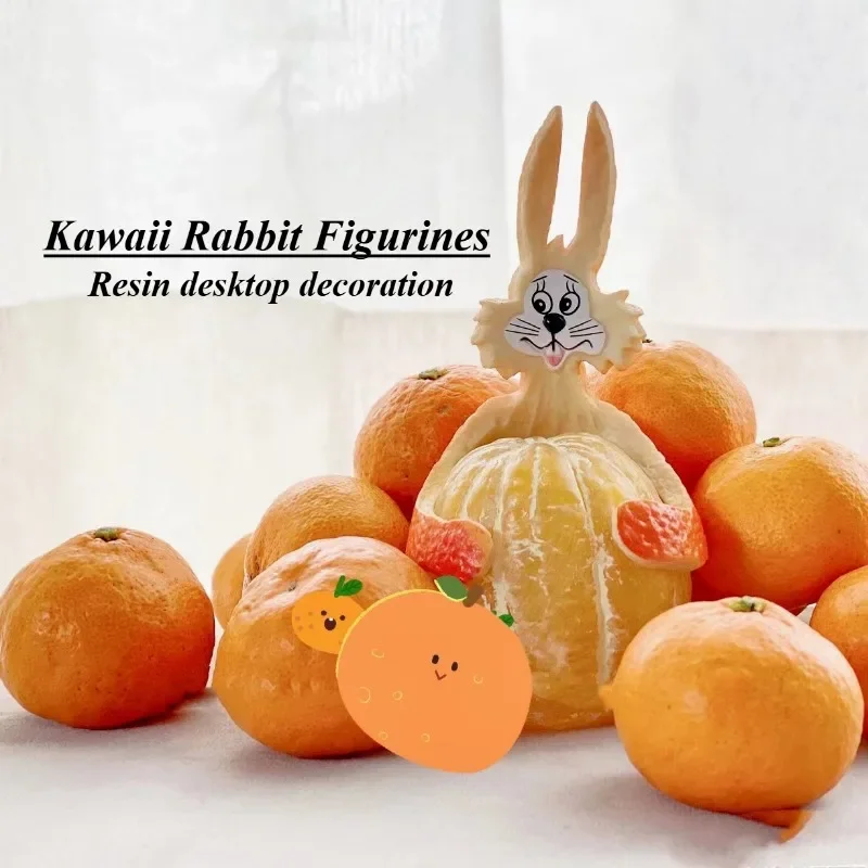 Rabbit figurines Simulation Orange Kawaii Toy Handmade Ornaments Desk Decoration Anniversary Holiday Birthday Gifts Home Decor