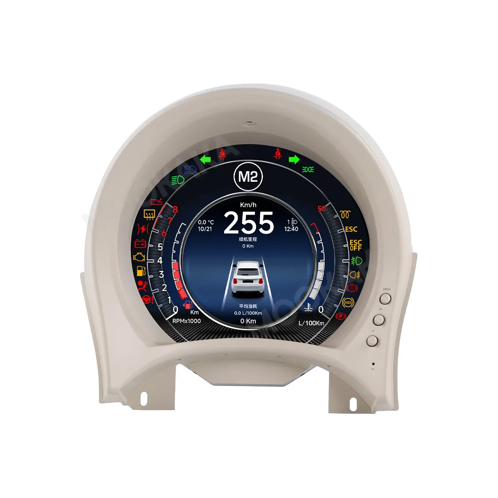 Digital Dashboard For Fiat 500 2007~2024 Car Cluster LCD Meter Virtual Cockpit Digital Instrument Panel Car Radio Android
