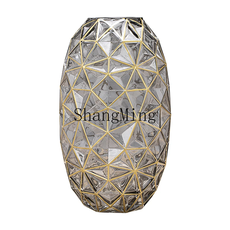 

LXY transparent glass vase ornament creative light luxury living room water-raised flower arrangement ornament