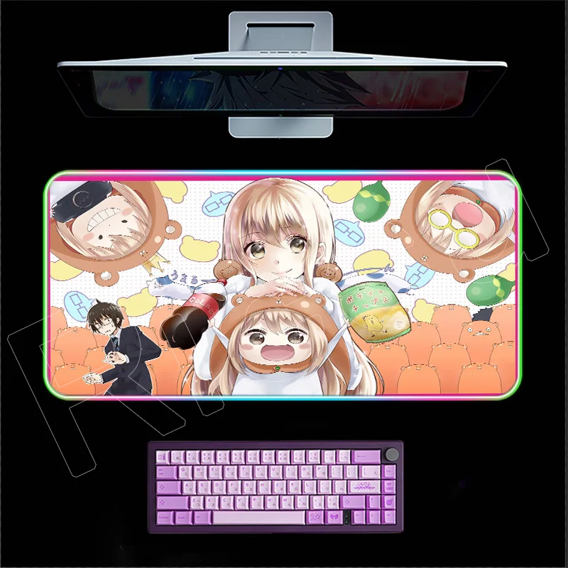 

RGB Mouse Pad Cute H-HIMOUTO!UMARU-C-CHAN Mousepad Laptop Gaming Accessories Mausepad Large Desk Mat Computer Gamer Keyboard Mat