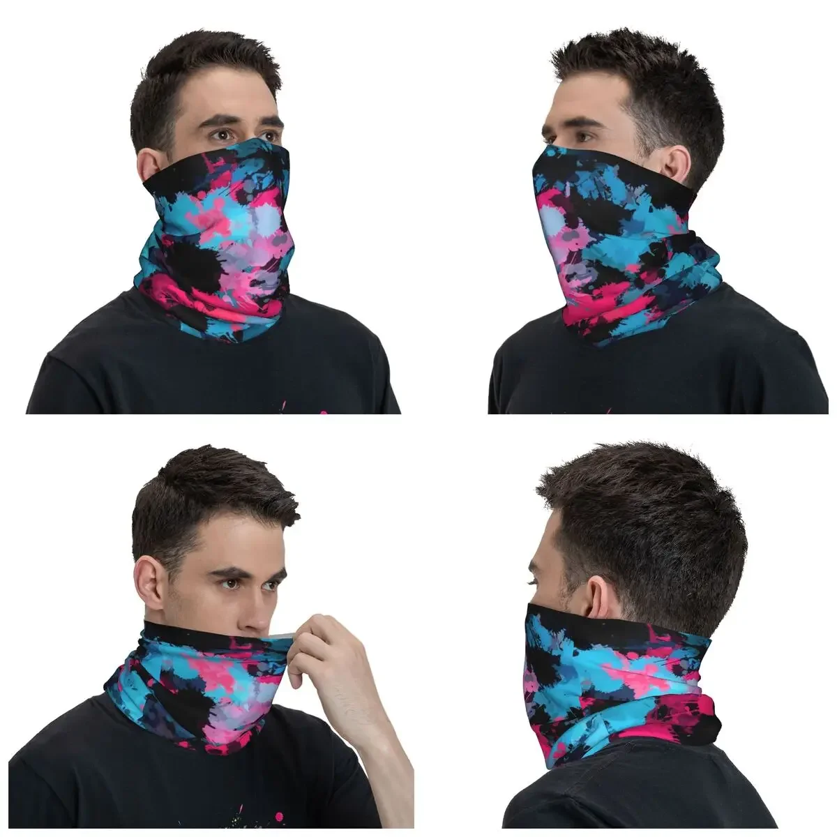 Pink Blue Paint Camouflage Bandana Neck Gaiter Camo Balaclavas Mask Scarf Multi-use Cycling Outdoor Sport Unisex Adult Windproof