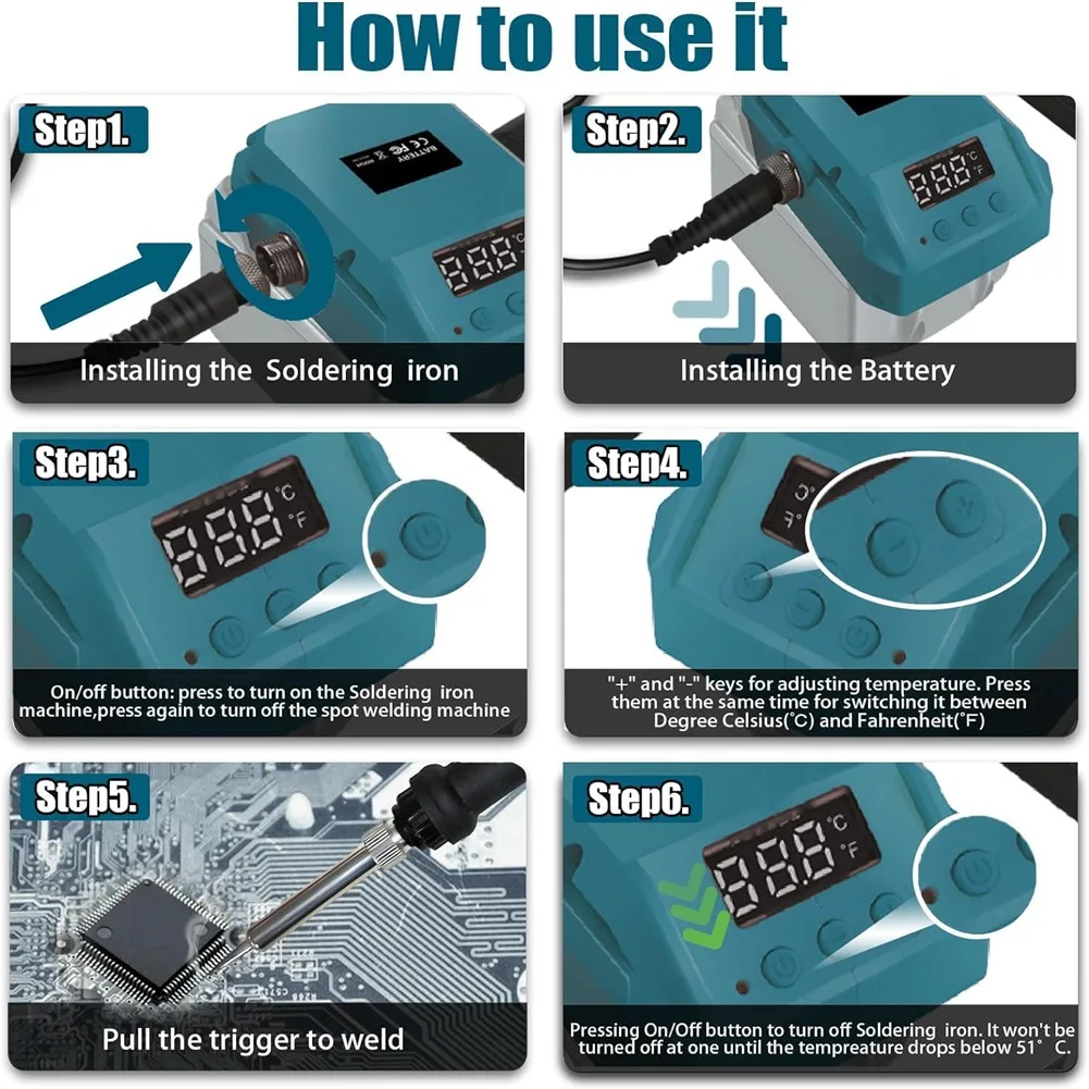 ABFKW Battery Soldering Iron for Bosch Professional 18 V System GBA Battery,60W Cordless Soldering Iron Adjustable Temperature