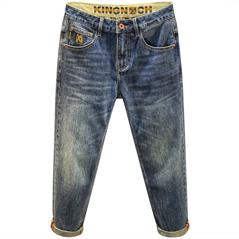 2024 Herbst neue Jeans Herrenmode High-End-Stickerei Design Stretch Slim Fit All-Match Street Denim Hose