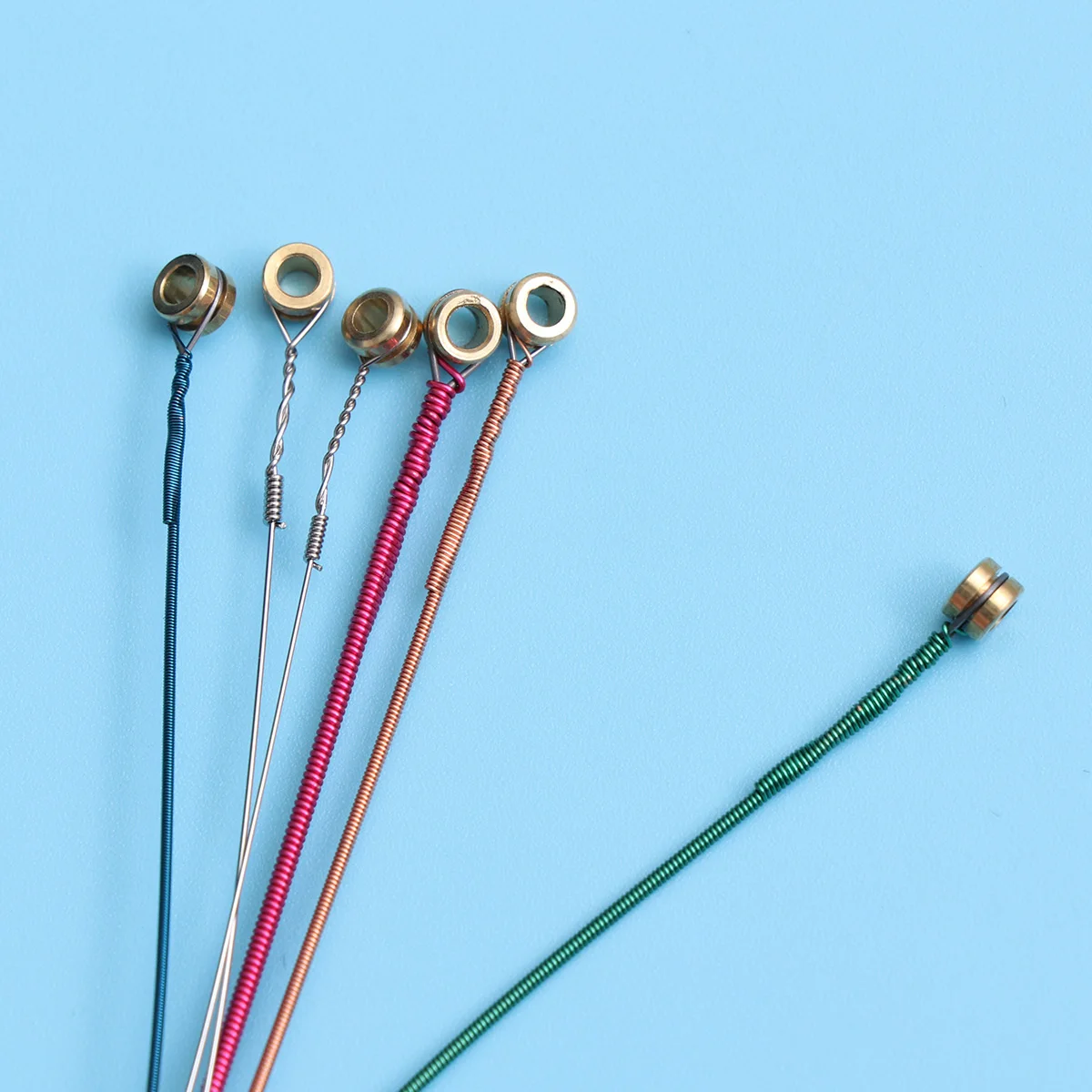 

Multicolor Acoustic Guitar Steel Brass Strings Golden Bright Tone Anti-Rust Stainless Steel Wire Hollow Bead Head For Folk