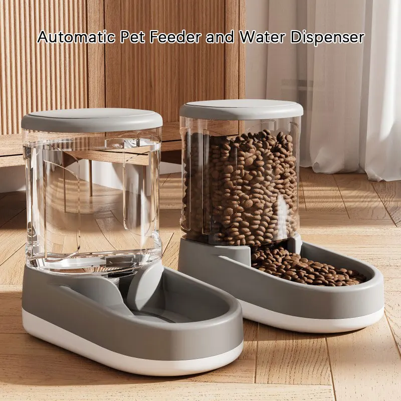 1PCS Automatic Pet Feeder Water Dispenser Dog Cat Gravity Food And Water Dispenser With Pet Food Bowl Large Capacity