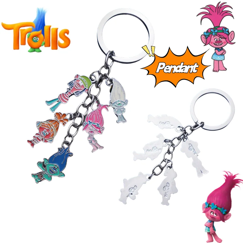 Trolls Poppy Branch anime two-dimensional peripherals cartoon alloy keychains creative personality bags pendants accessories