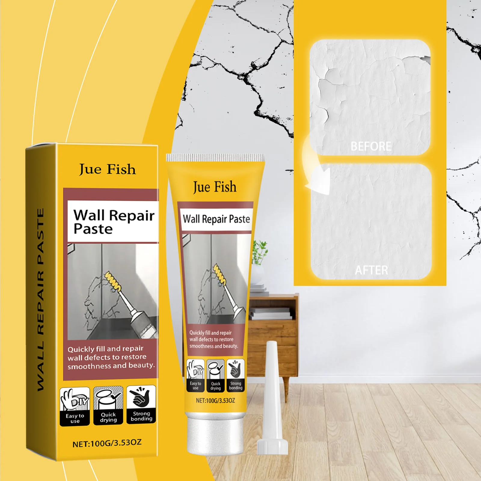 100g Multifunctional กระเบื้องหิน Crack Repair Wall วางกระเบื้องและเคลือบชิปรอยแตก Adhesio อ่างวาง Fix และซ่อมครีม