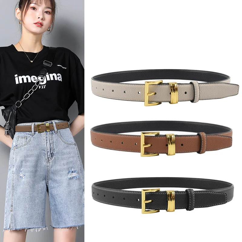 

Luxury Designer Women Belt Genuine Leather High Quality Trend Belt Fashion Metal Belt Buckle Jeans Dress Waistband Lady New