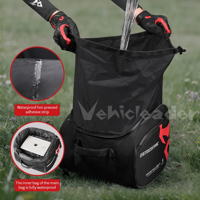 Motorcycle Helmet Bag 25L High Capacity Waterproof Multifunction Motorcycle Rear Seat Bag Motorcycle Bags Rider Backpack