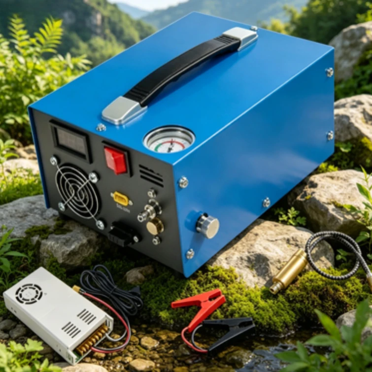 External 220V/110V/12V High Pressure Air Pump 4500PSI 30MPA, Portable Car Inflator for PCP Airgun & Tire Inflation