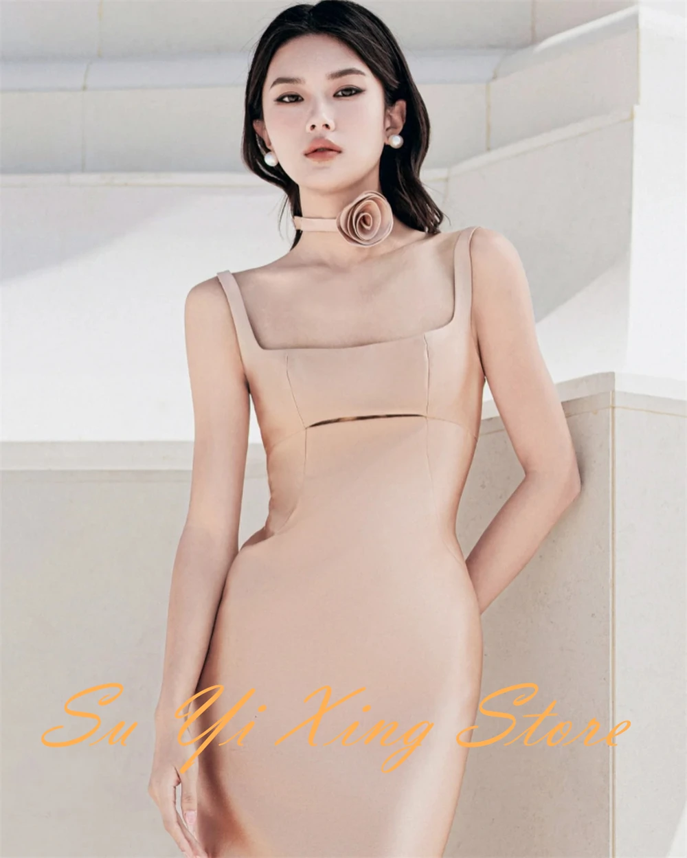 تخصيص مزاجه غمد الظهر الشق مساء اللباس رائعة الزهور الرسن حزب اللباس الأزياء السباغيتي الأشرطة Pr #1