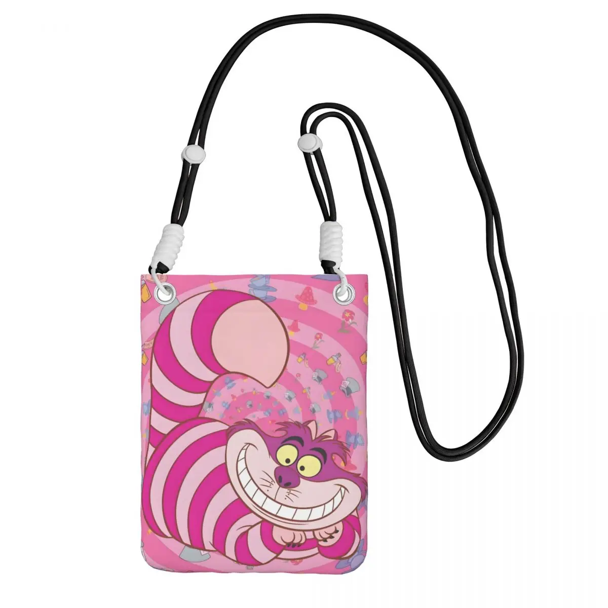 

Сумка для мобильного телефона с Чеширским котом на заказ, диагональная мужская и женская модная сумка для мобильного телефона с улыбающимся котом, походная сумка для денег для телефона