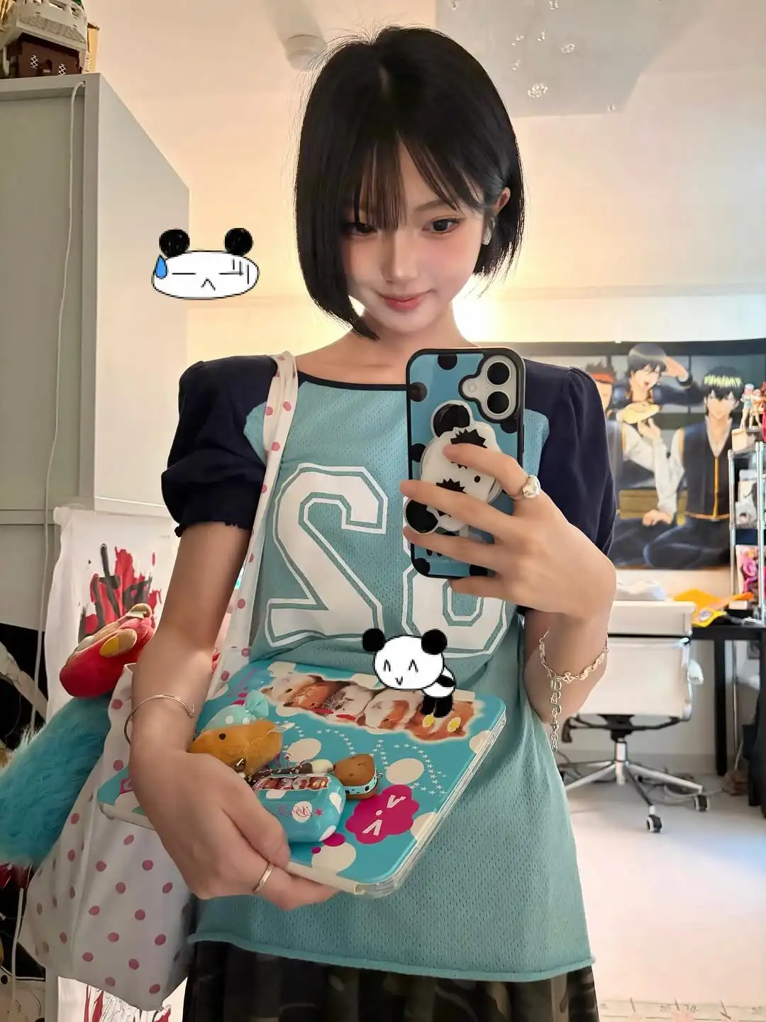 Yu Xiaotu Korean Style Color Block Letter Print Shoulder Sleeve T-Shirt Women's Grid Top Short Sleeve Slim Fit Summer Fashion