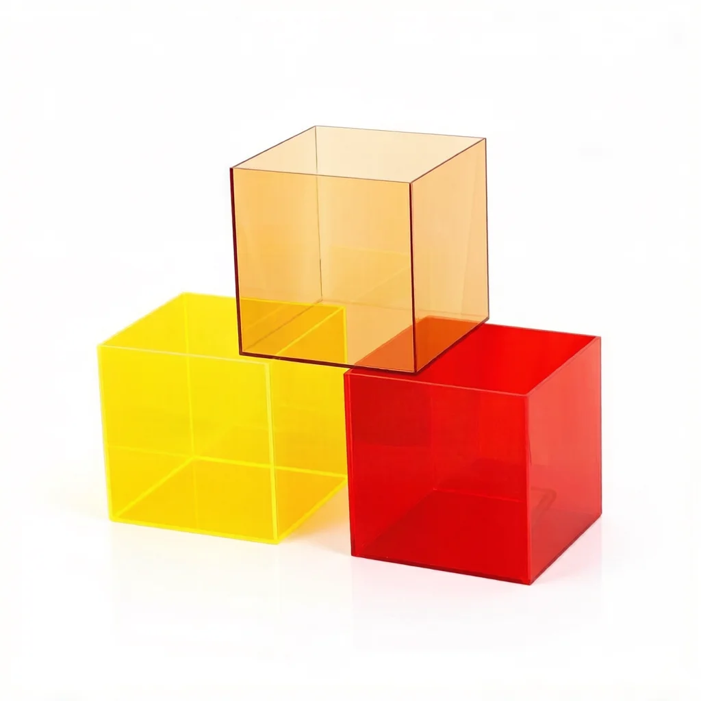 Customized Colorful 6x6cm Acrylic Cube Box Display Stand Rack for Cosmetics Jewelry Figures Toys Collectibles Display Riser Tray