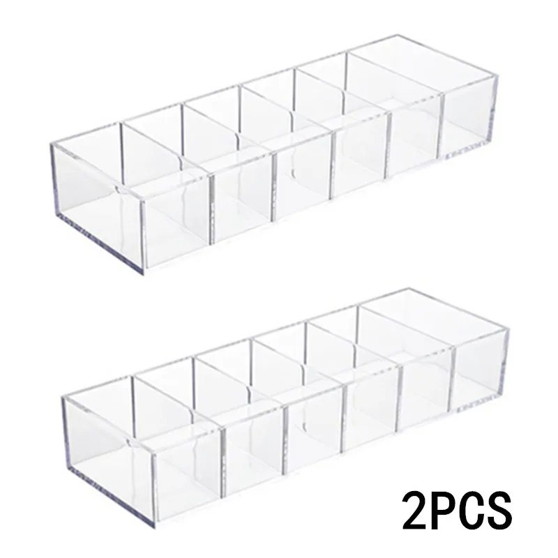 1/2/3PCS 6 Grids Necklace Earrings Organizer Acrylic Cosmetics Storage Box Makeup Holder Detachable Makeup Holder