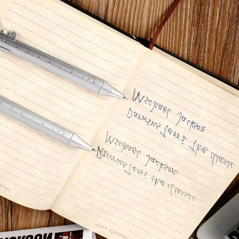 Precision Measuring Gel Pen Vernier Caliper Gel Pen Set Retractable Ballpoint Pens with Metric Ruler Shock-proof for Office