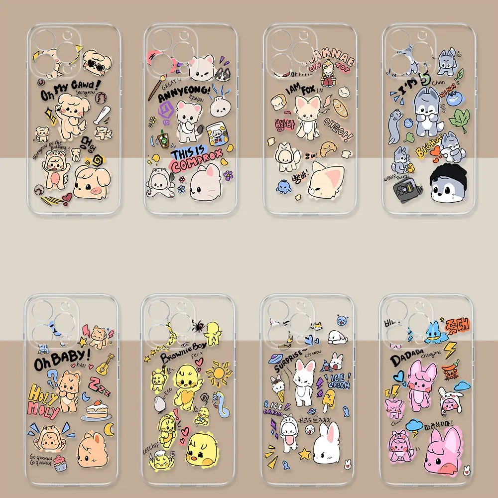 

Kpop S-Stray--kids S-skzoo Coque For iPhone 17 Air 16e 16 ProMax Case 15 14 13 12 11 17 16 Plus Pro Max Translucent Phone Cover