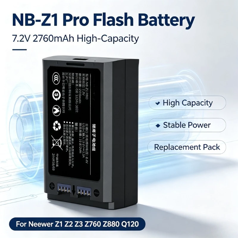 7.2V 2760mAh NB-Z1 Pro Replacement Flash Battery for Neewer Z1 Z2 Z3 Z760 Z880 Q120 High-Capacity Universal Battery