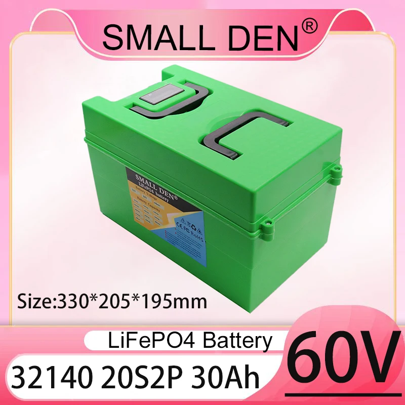 

New lithium iron phosphate battery 60v 30ah rechargeable battery pack 32140 20S2P 3200W motorcycle tricycle scooter motor