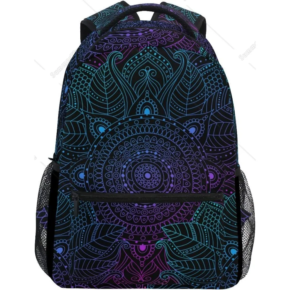

Arabesque Mandala Boho Ethnic Bohemian Large Backpack Personalized Laptop IPad Tablet Travel School Bag With Multiple