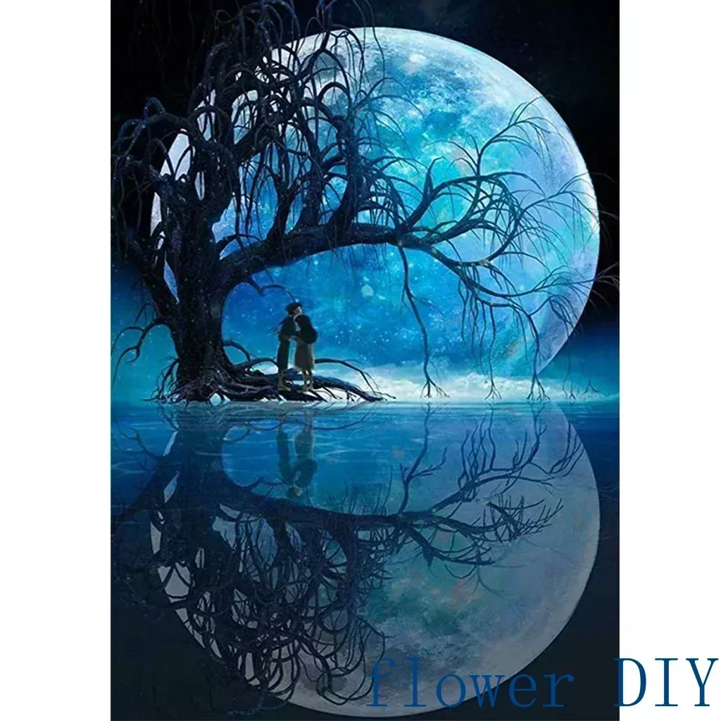 Flower2038-150.8 Cartoon Digital Oil Painting Moon Night Scene Filling Suitable For Adults