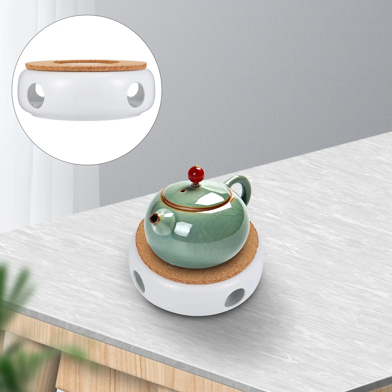 

1pc Ceramic Coffee Warmer Hollow Teapot Heater For Tea Stove Holder Retro Pot Warmer Stand Household Tea Heating Tool