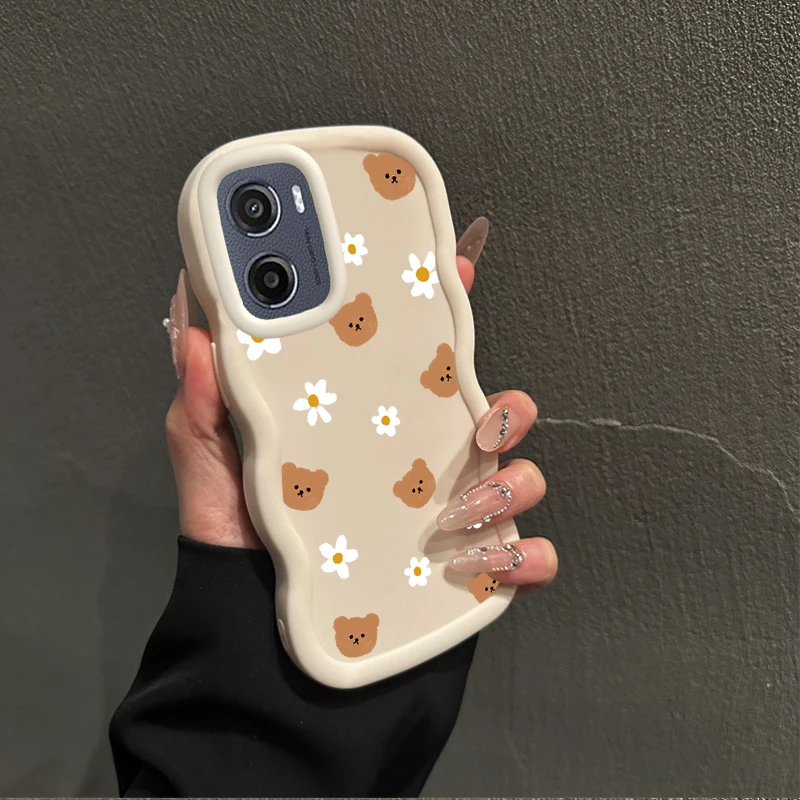 G05 Braunbär Wellenförmige Silikon Handyhülle für Motorola G30 G24 G05 G04S G04 G10 G15 G14 G34 G35 G32 G13 G25 G23 G20 Abdeckung