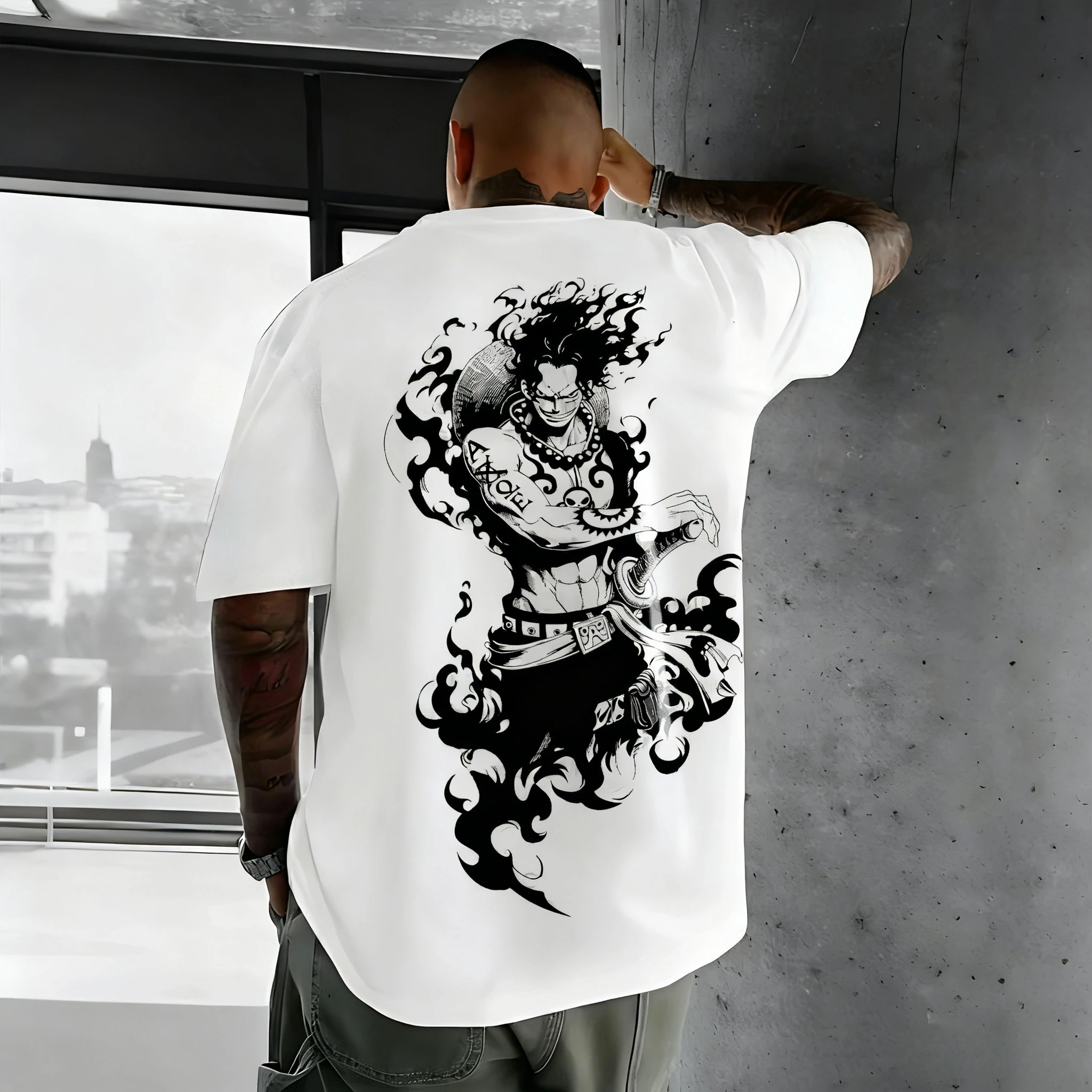 بانداي قطعة واحدة لوفي وزورو مطبوعة بأكمام قصيرة 2026 الصيف الرجال والنساء فضفاضة وتنفس ورياضية تي شيرت الموضة #3