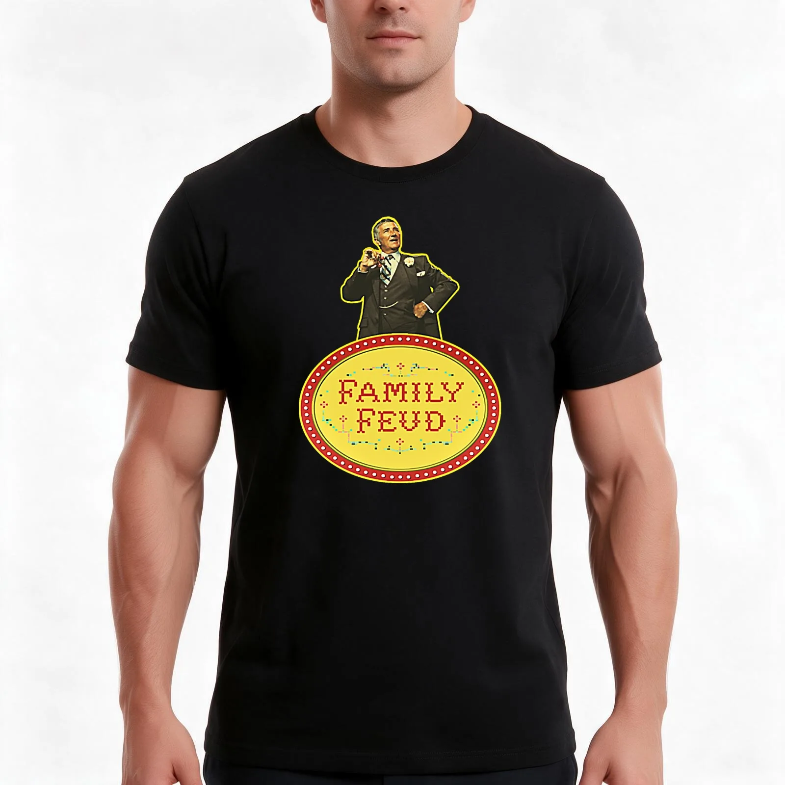 Family Feud Richard Dawson T-Shirt, Summer Casual Cotton Tee, Oversized Streetwear Tops, Vintage Graphic Print, Unisex Men Women