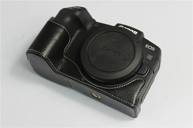 Real Genuine Leather Case Camera Bag Half Body Base Protector for Canon EOS RP Protective Opening Bottom Cover with Wrist Strap