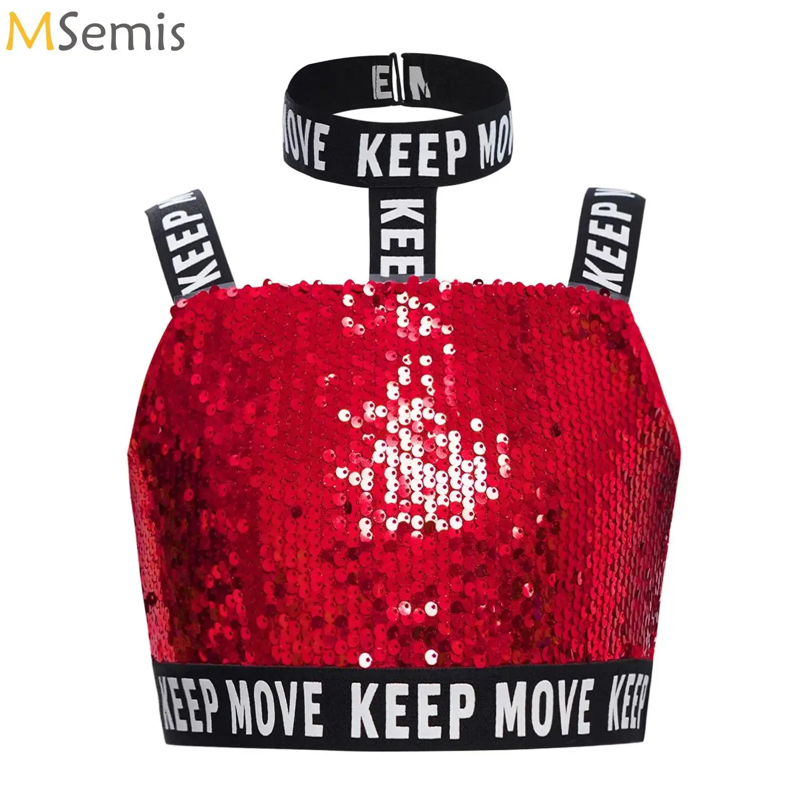 

Children Jazz Dance Crop Tops Hip Hop Clothes Kids Girls Sequins Modern Dance Performances Costumes Cheerleading Dance Wear
